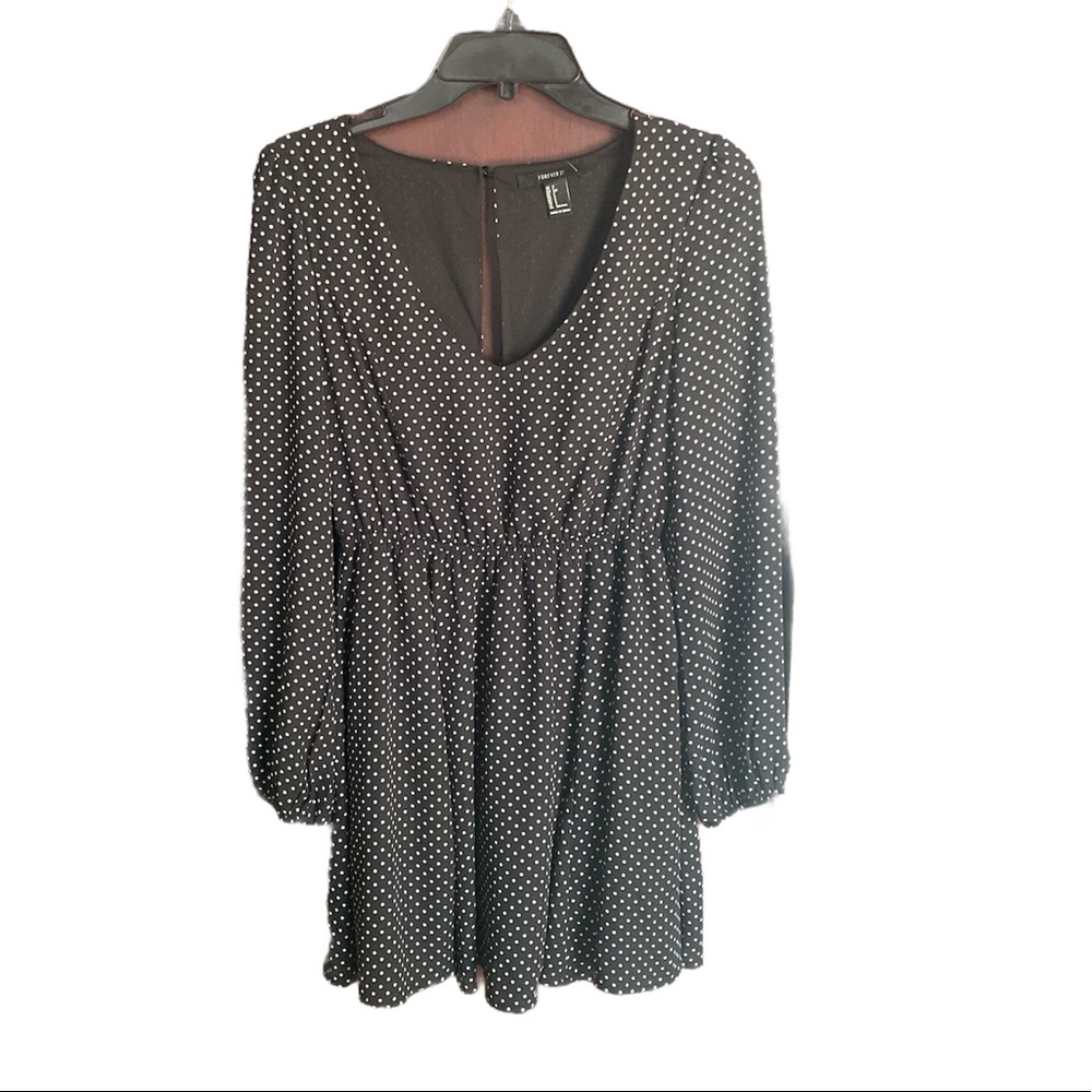 Forever 21 Long Sleeve Short Polka Dot Dress